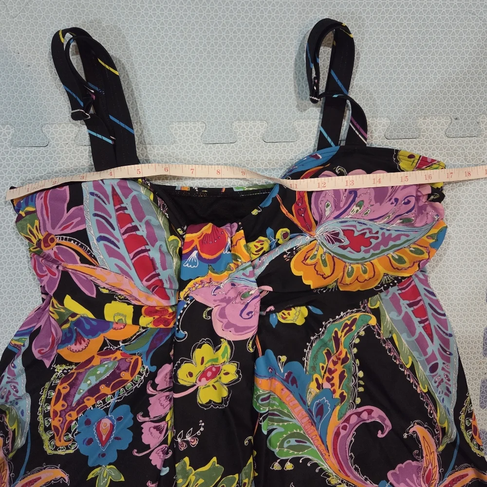Mazu Swim Womens Floral Plus Size Flared Tankini Swim Top Size 16 - Picture 4 of 9